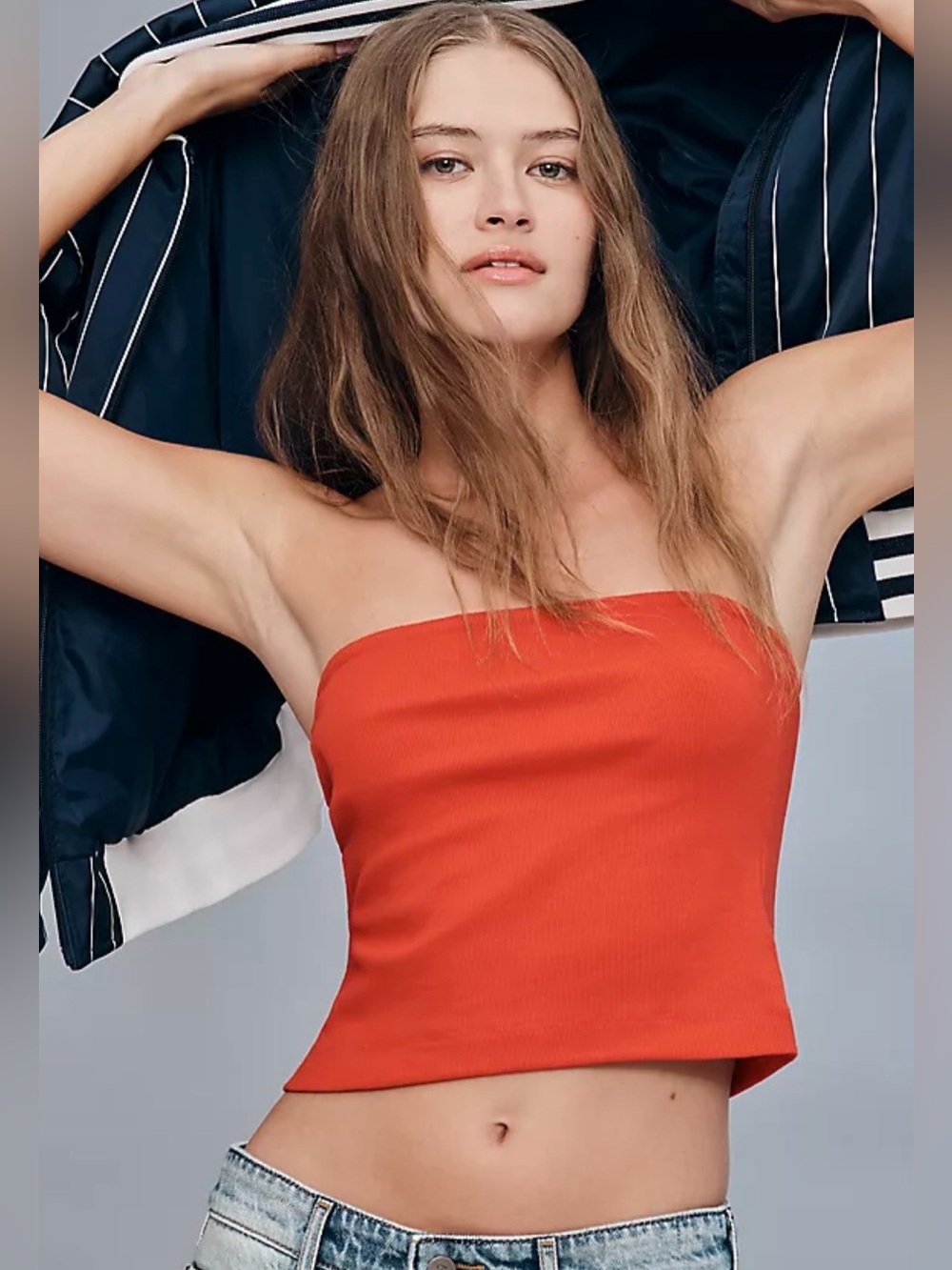 Anthropologie Strapless Orange Coral Tube Top